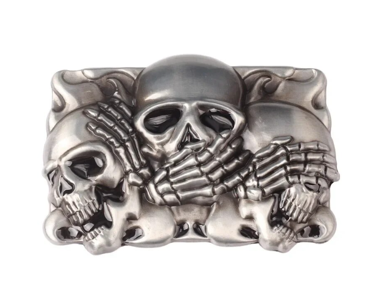 Gürtelschnalle Buckle für Gürtel bis 4 cm Breite Metall Totenköpfe Skull